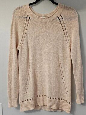 J. Crew Blush Roll Neck Pointelle Beach Sweater Sz S
